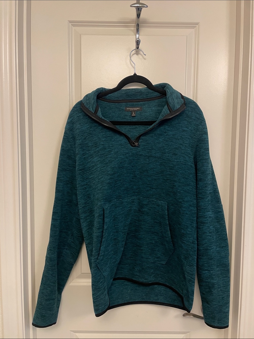 Banana Republic Teal Zip-Neck Pullover half zip Sweater
